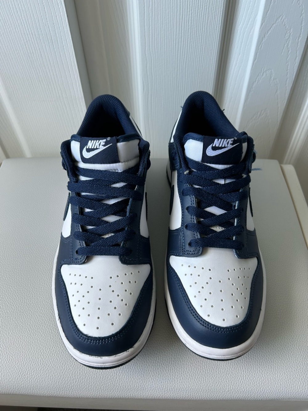 Size 7 youth Nike Low-Top Sneakers in Navy and White